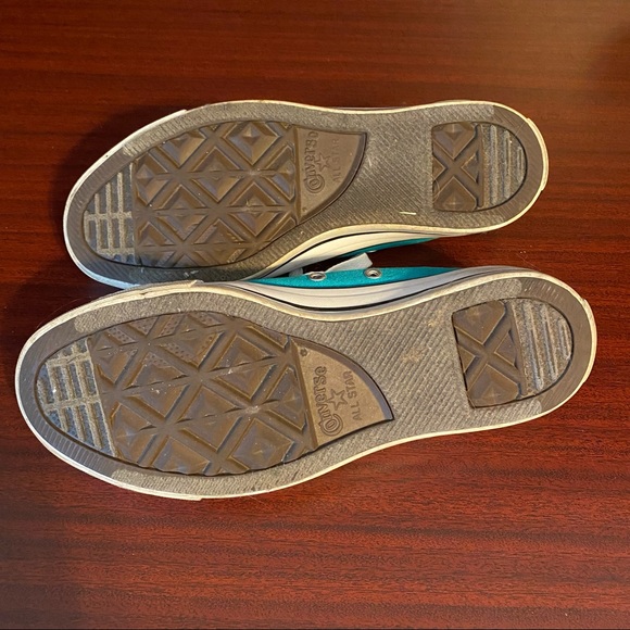 Turquoise Converse All Star Low Tops - Picture 5 of 7